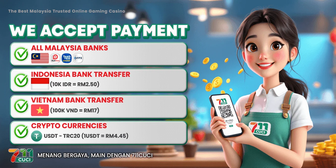 711Cuci Accepts All Malaysia Banks, Bank Transfer, Crypto — Menang Bergaya